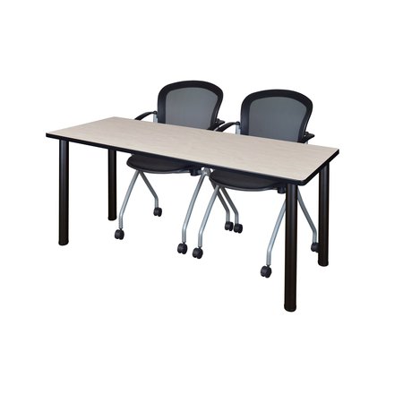 KEE Rectangle Tables > Training Tables > Kee Table & Chair Sets, 60 X 24 X 29, Wood|Metal|Fabric Top MT6024PLBPBK23BK